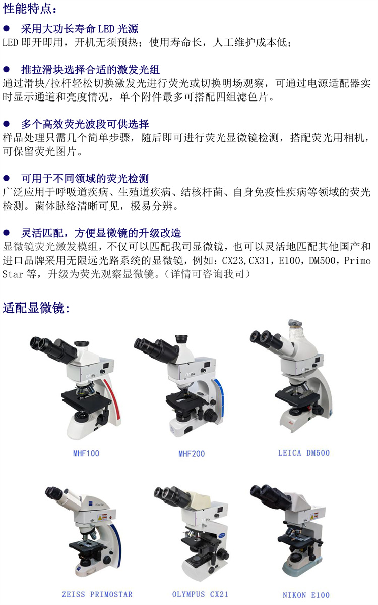 明慧显微镜正置荧光模块